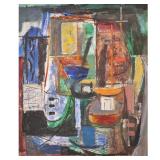 MORRIS DAVIDSON (1898-1979) | Abstract scene with boats. Oil on canvas. Signed and dated 50 upper le