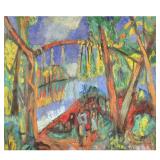 BRUNO KRAUSKOPF (1892-1960) | untitled oil on canvas. 29 x 35 in. stretcher. showing figures in a co