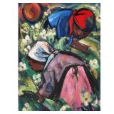 HENNIE NIEMANN (B. 1941) | Harvesters. Oil on paper Signed and dated 97 lower left. Sight 13 x 9.25.