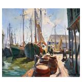 PAUL STRISIK (ROCKPORT, MA., 1918-1998) | Gloucester Wharfs. Oil on canvas . 20 x 24 in. stretcher S