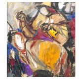 ABSTRACT COMPOSITION (20TH CENTURY) | Abstract composition with figure. Oil on paper with heavy impa