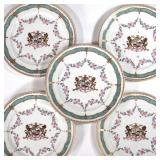 (12pc) LIMOGES ARMORIAL DINNER PLATES | Showing star-shaped floral border with two lions on each sid