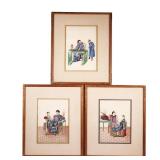 (3pc) CHINESE ANCESTRAL PORTRAITS | Painted on rice paper, including a man and a woman in imperial a
