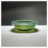 CHINESE SPINACH JADE BOWL | Chinese spinach jade low-form bowl or cup - h. 1 x dia. 3.5 in. 