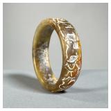 CHINESE ZODIAC HARDSTONE BANGLE BRACELET | Carved hardstone bangle bracelet decorated with the twelv