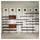 MID-CENTURY WALL UNIT | Seven posts (with 10" extenders) one cabinet with sliding doors (30 x 15 x h
