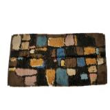 HAND STITCHED MID-CENTURY CARPET | Colorful cubes on a dark green field - l. 72 x w. 39 in. 