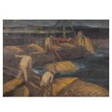 AUSONIO TANDA (1926-1988) | Fisherman hauling nets. Oil on canvas. Signed lower right and dated 59 -