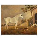 AMERICAN SCHOOL (19TH CENTURY) HORSE PAINTING | White horse in a pasture scene. Oil on canvas. 22 x 