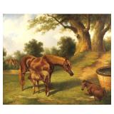 ENGLISH SCHOOL (20TH CENTURY) | Horse with foals. Oil on board. 15.5 x 19 in. Signed and dated "Robe