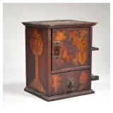 FOLK ART PIPE & TOBACCO BOX | Early 1900s handmade tobacco box and pipe holder in art noveau / japon