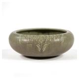 ROOKWOOD POTTERY LOW BOWL | In green mat glaze, with stamp mark on bottom XXIII and no. 2151 - h. 3.