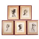 (5pc) THOMAS HART BENTON (1889-1975) | The Joads. Lithograph on paper. c. 1979. Signed the plate. 9 
