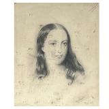 GEORGE H. BURGESS (1831-1905) | Pencil on paper, portrait bust of a young woman, signed lower right 