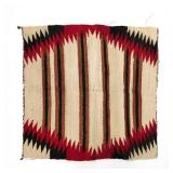 NATIVE AMERICAN STYLE WOVEN MAT | Red and black border with brown and black stripes - l. 34 x w. 33 