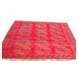 RED & GRAY PATTERN RUG | Having three rows of octagonal medallions on red ground within a patterned 