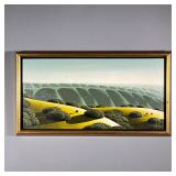 AMERICAN SCHOOL (20TH CENTURY) | Landscape with buffalo. Oil on canvas or canvas board. Signed lower