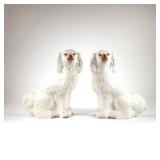 (2pc) PAIR STAFFORDSHIRE DOGS | Staffordshire English porcelain dogs - l. 10 x w. 5 x h. 12.5 in. (e