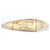SCRIMSHAW CARVED WHALE TOOTH | An antique folk art carved whale