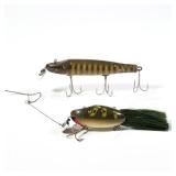 (2pc) CREEK CHUB FISHING LURES | Including a Dinger and a Husky Pikie. - l. 4.5 in. (largest)