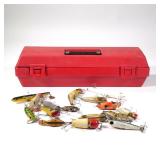 (16pc) COLLECTION FISHING LURES | With lures marked Shallo Mac, Jerk, Heddon Flap-Tail JR, Heddon Ta