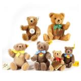 (6pc) STEIFF BEARS | All with tags - w. 5 x h. 8 in. (largest)