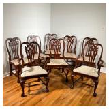(8PC) WINTERTHUR MAHOGANY DINING CHAIRS | Distinctive back composed of interlacing C-scrolls resting