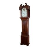 J. LAWRENCE GRANDFATHER CLOCK | Large grandfather clock with image of woman surrounded by gilt wreat