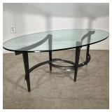 CHARLESTON FORGE COCKTAIL TABLE | Oval glass top coffee table with modern wrought iron base by Charl