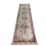 VERY FINE SILK & WOOL RUNNER | Having 4 medallions surrounded by floral decoration on ivory backgrou