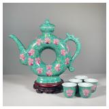 (6PC) MING VILLAGE JAPANESE TEA SET | Including a teapot and five cups. - l. 12 x h. 10 in (teapot) 