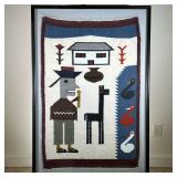 FRAMED WEAVING | Showing figure with alpaca and small farmhouse in background with multi-colored. - 