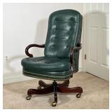 HANCOCK & MOORE LEATHER OFFICE CHAIR | Colonial fern green leather office chair by Hancock & Moore w