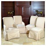 (4PC) JESSICA CHARLES DINING CHAIRS | With sensuede chamois fabric with green and red diamond stitch