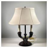 BRASS CANDLESTICK LAMP | Brass lamp with 2 candlestick light fixtures. - l. 17 x w. 12 x h. 22 in 