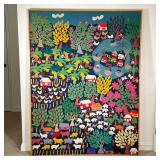 COLOMBIAN APPLIQUÉ PANEL | Bogota, 20th/21st c. Depicting figures at various pursuits in a fruitful 