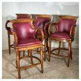 HANCOCK & MOORE JOCKEY CLUB SWIVEL BAR STOOLS | With cavalier oxblood leather and medium oak finish,