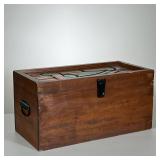 CARVED DUCK WOOD BOX | Inlaid carved and painted duck top of solid wood box with latch and handles. 