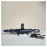 (2PC) DECORATIVE WOOD CARVINGS | Including an Ebony carved crocodile with mother of pearl inlay; plu