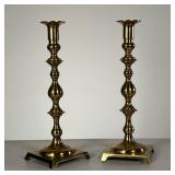 (2PC) PAIR B. ALTMAN BRASS CANDLESTICKS | Turned brass candlesticks. - w. 5 x h. 14.75 in 