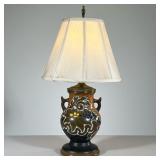 FLORAL CERAMIC VASE LAMP | Depicting flowers. - h. 22.5 x dia. 12 in 