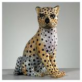 ITALIAN CERAMIC LEOPARD | Hand-painted, marked Italy on the bottom. - l. 7 x w. 4 x h. 8.75 in 