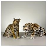 (2PC) LARGE ITALIAN LEOPARD FIGURINE | Including leopard figure in sitting position stamped “Made in