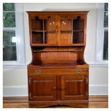 MONITOR FURNITURE CO CHERRY HUTCH | Cherry hutch with 2-door glass display above open shelf area wit