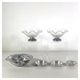 (6PC) STERLING SILVER BOWLS | With a small floral dish, a pair of ridged dishes, a larger floral dis