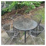 BROWN JORDAN TABLE & OTHER CHAIRS | Including; Brown Jordan round glass top table, 2 reclined round 