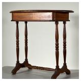 OVAL TOP SIDE TABLE | Wooden work table with trestle base. - l. 30 x h. 28 in 