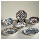 (6PC) MAKKUM PLATES | Including colorfully decorated bowls, plates, and dishes. - dia. 6.25 in (Larg