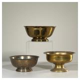 (3PC) REVERE STYLE BOWLS | Including a copper Revere bowl, silver plated Revere bowl, and a brass pe