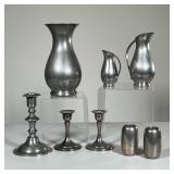 (9PC) DUTCH AND OTHER PEWTER | Including two pitchers and an open creamer by Daalderop, two heavy Da